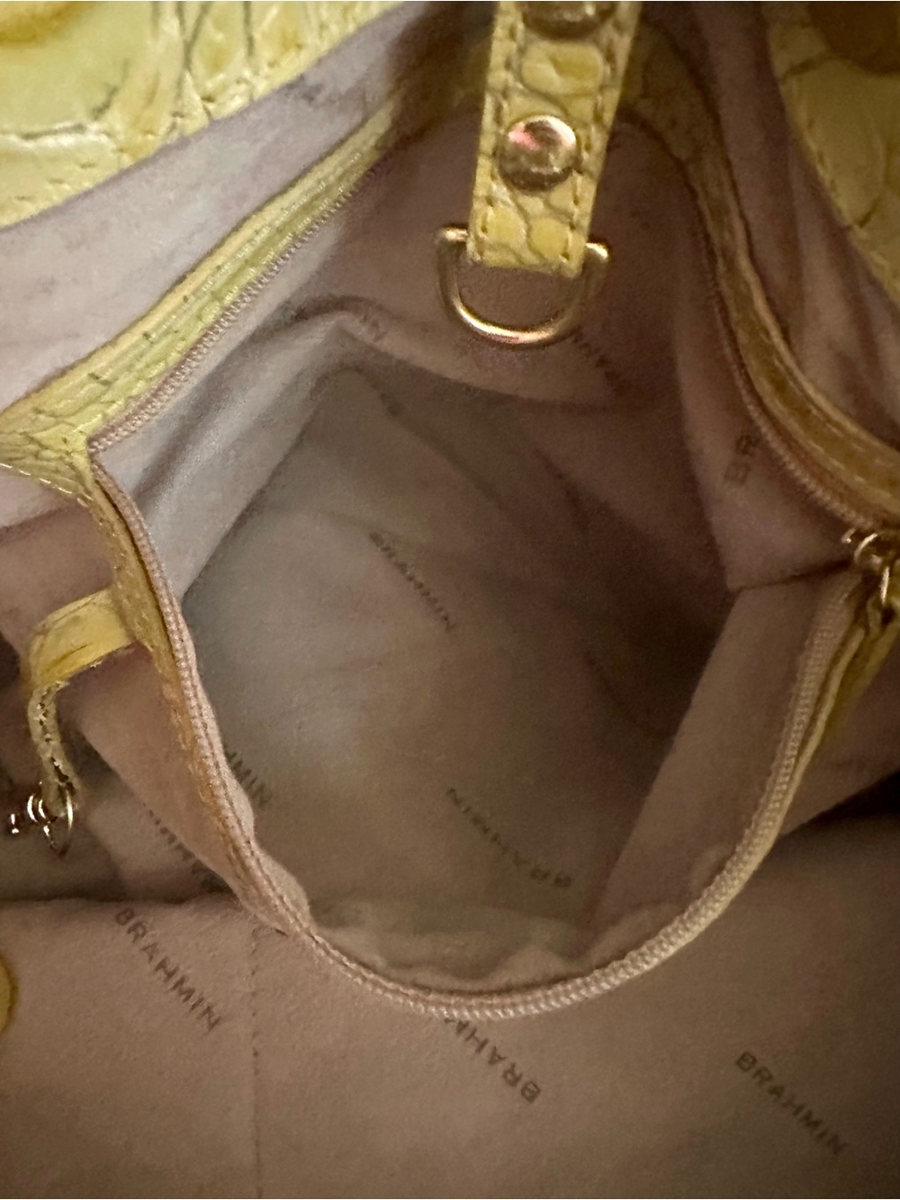 Brahmin Yellow Croc-Embossed Drawstring Hobo- EUC. Vintage - Picture 8 of 11